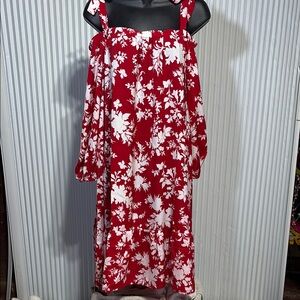 Parker Red and White Long Sleeve Dress